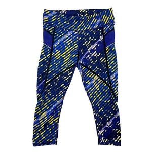 Athleta Radical Stride Relay Cropped Blue Print Leggings Small